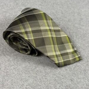 Onassis 100% Silk Green Gray Plaid Neck Tie Classic 57x3.25" NWT SS12 NOTE